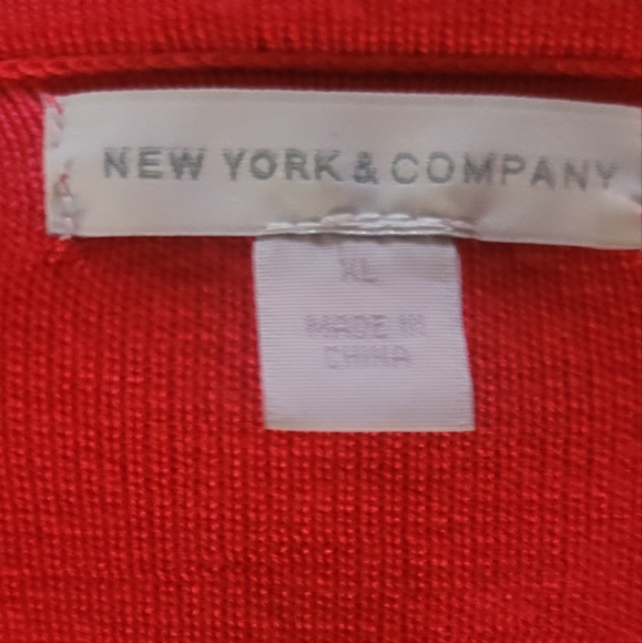 New York & Co women red sweater cardigan size xl ribbed - Picture 7 of 8